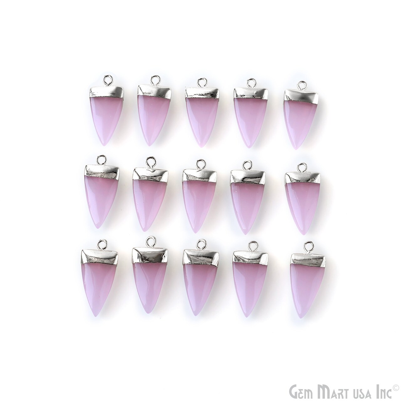 Triangle Pendant, Silver Electroplated Single Bail 24x10mm, Gemstone Connector Charm, GemMartUSA (50793)